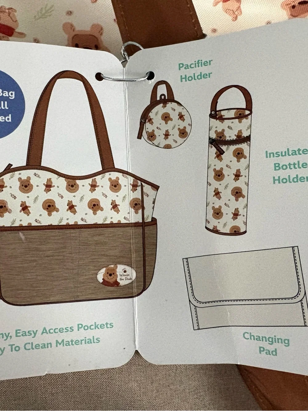 Disney Winnie the Pooh Multi-Functional Large Travel Diaper Bag Changing Pad